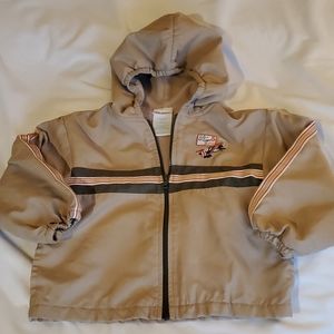 Boys 4T tan zip up jacket, airplane design